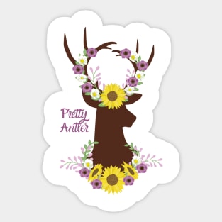 Pretty Antler - Deer Sunflower Sticker